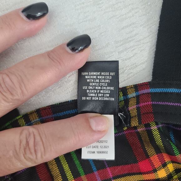 Hot topic Rainbow grid utility shortalls rainbow plaid Size Medium Kidcore - Picture 10 of 11